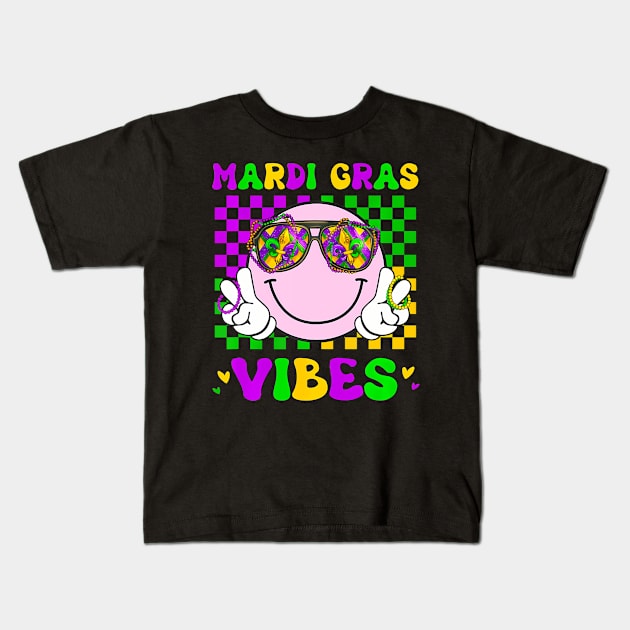 Retro Mardi Gras  New Orleans Men Women Kids Kids T-Shirt by BeliefPrint Studio